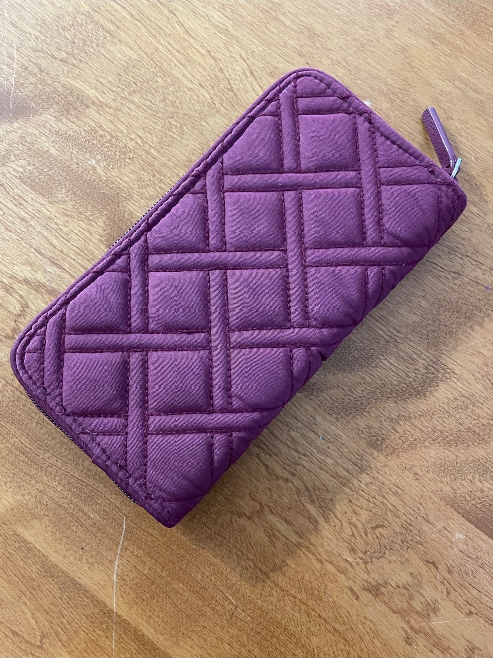 Vera Bradley Quilted RFID Zip Wallet in Maroon - Picture 3 of 11